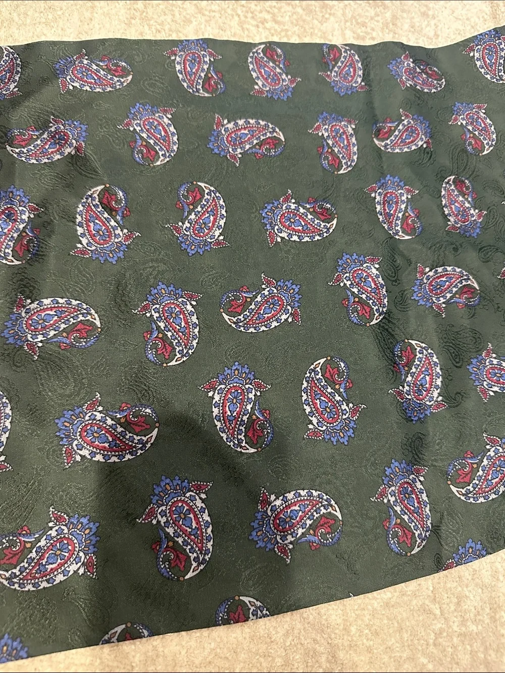 100% silk Paisley Print Silk Scarf in Forest Green